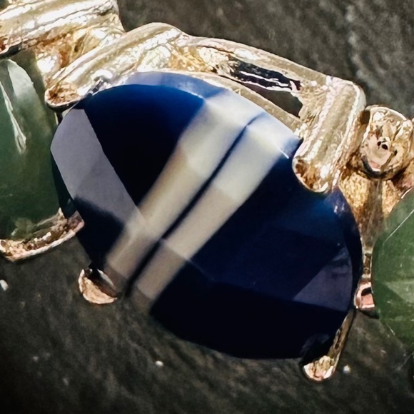 NAPIER Stretch Bracelet Coastal Blue and Aqua Cabachon Stones Silver - Picture 3 of 5